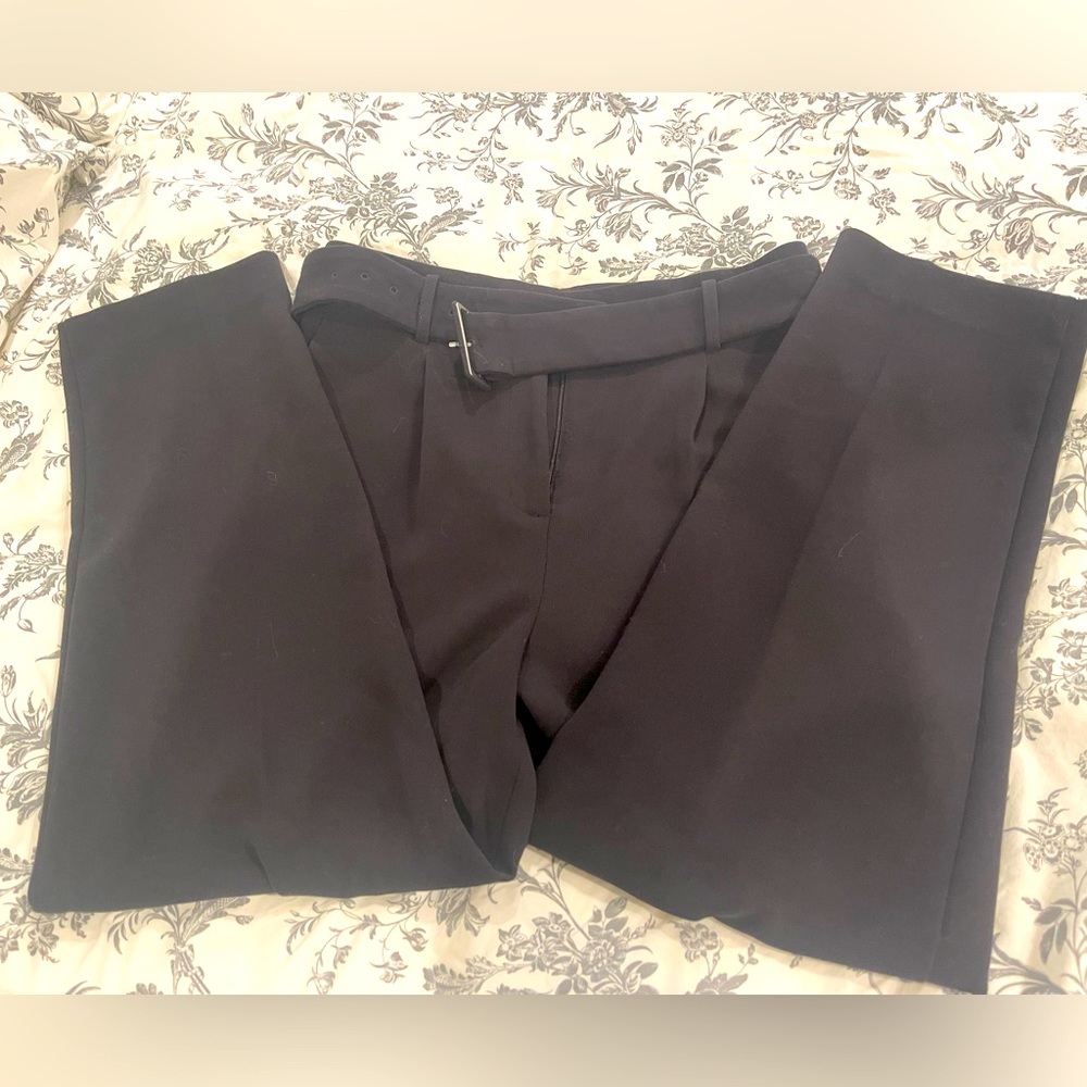 Black Ann Taylor wide leg dress pants with detachable belt